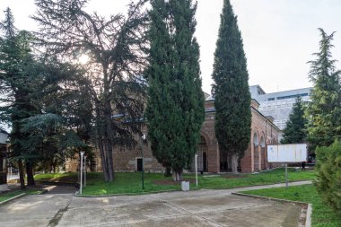 STARA ZAGORA, BULGARIA - 14 Ocak 2021: Bulgaristan 'ın Stara Zagora kentindeki merkez yaya yolu