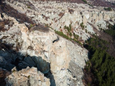 Dazhdovnitsa 'nın hava manzarası - Rodop Dağları' ndaki Antik Trakya mabedi, Bulgaristan 'ın Kardzhali bölgesi