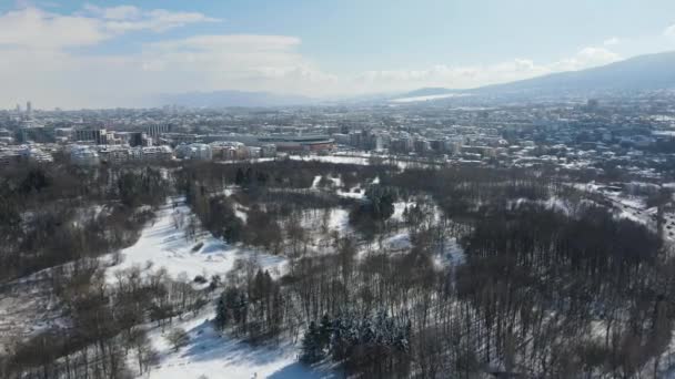 Vue Aérienne Hiver Panorama Parc Sud Sofia Bulgarie — Video