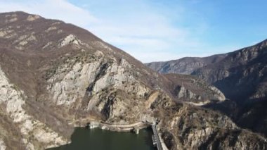 Krichim Barajı 'nın havadan manzarası, Rhodopes Dağı, Filibe Bölgesi, Bulgaristan