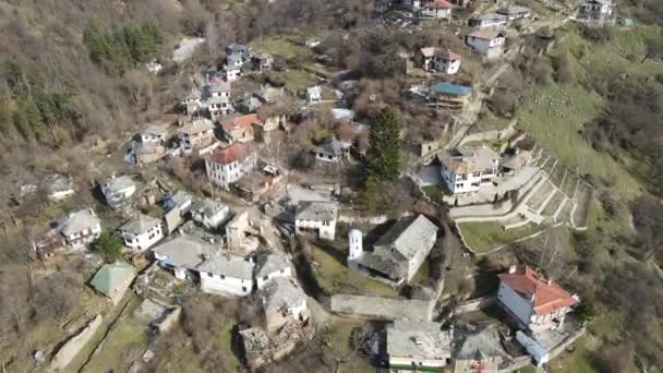 Повітряний Вид Село Косово Автентичними Будинками Xix Століття Пловдивська Область — стокове відео