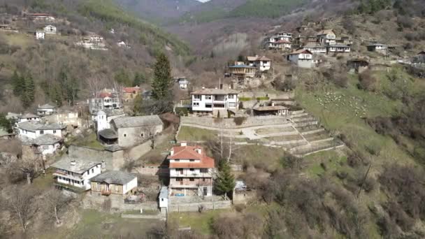 Vista Aérea Vila Kosovo Com Autênticas Casas Século Xix Região — Vídeo de Stock