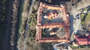 Bulgaristan 'ın başkenti Bulgaristan' ın Ortaçağ Bachkovo Manastırı Havacılık Panoraması