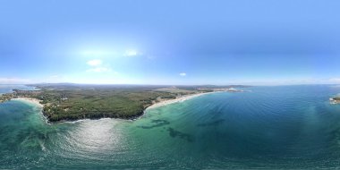 Bulgaristan 'ın Burgaz Bölgesi, Primorsko' nun Güney Sahili 'nin hava manzarası