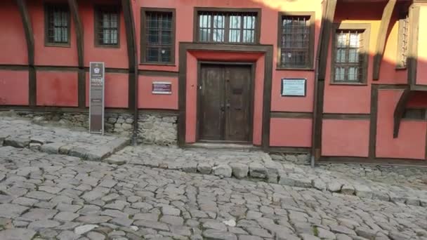 Typical Building Street Old Town City Plovdiv Bulgaria — Stock Video