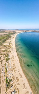 Aerial panorama of Gradina (Garden) Beach near town of Sozopol, Burgas Region, Bulgaria