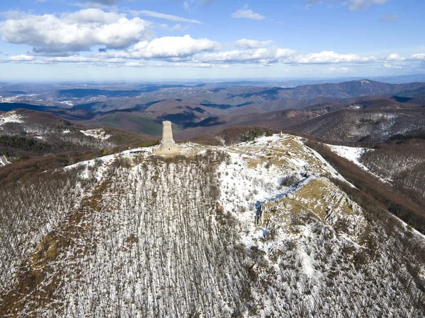 Shipka Bułgaria Styczeń 2021 Widok Lotu Ptaka Monument Liberty Shipka — Zdjęcie stockowe