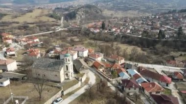 Bulgaristan 'ın Smolyan Bölgesi' nin Hvoyna Köyü 'nün hava manzarası