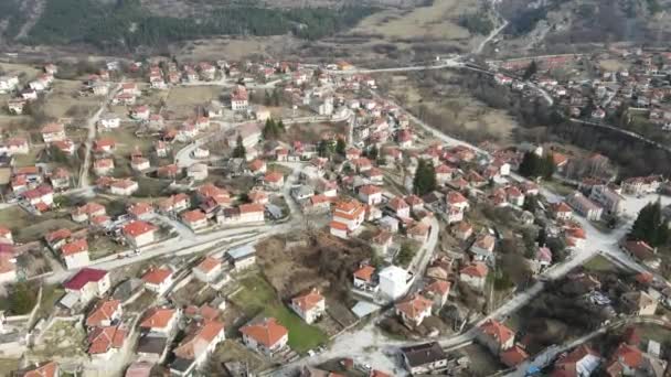 Αεροφωτογραφία Του Χωριού Hvoyna Smolyan Region Βουλγαρία — Αρχείο Βίντεο