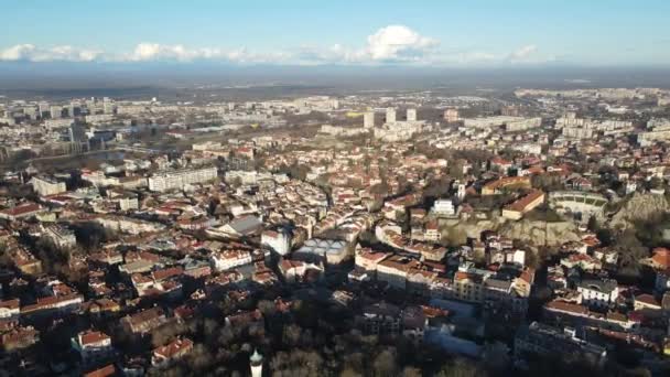 Fantastisk Antenn Utsikt Över Centrum Staden Plovdiv Bulgarien — Stockvideo