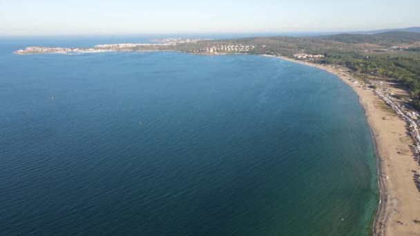 Vedere Aeriană Plajei Gradina Grădină Lângă Orașul Sozopol Regiunea Burgas — Videoclip de stoc