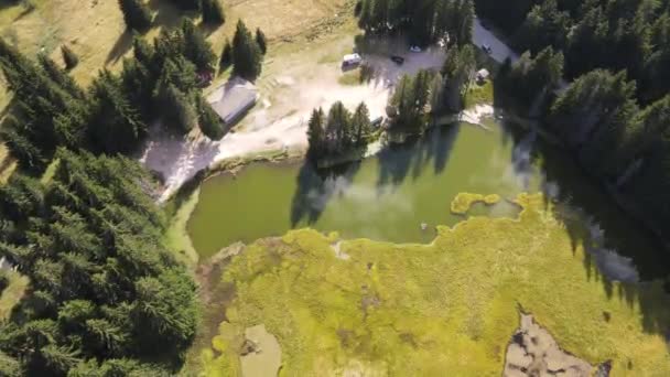 Aerial View Grassy Trevistoto Smolyan Lake Rhodope Mountains Smolyan Region — Stock Video