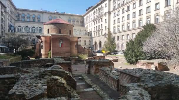 Sofia Bulgarie Mars 2021 Vue Imprenable Sur Église George Rotunda — Video