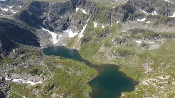 Flygfoto Över Sju Rila Sjöarna Rila Mountain Bulgarien — Stockvideo