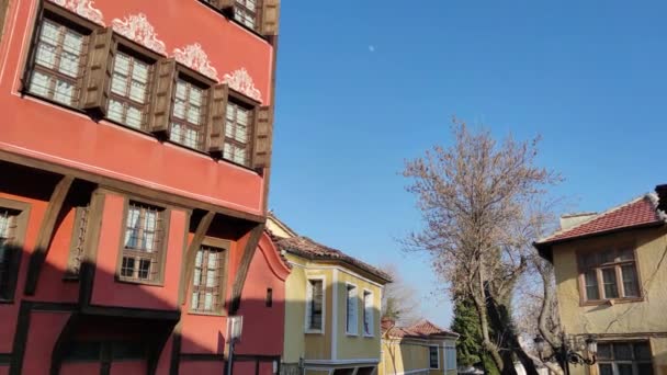 Plovdiv Bulgarien Februar 2021 Typisches Gebäude Und Straße Der Altstadt — Stockvideo