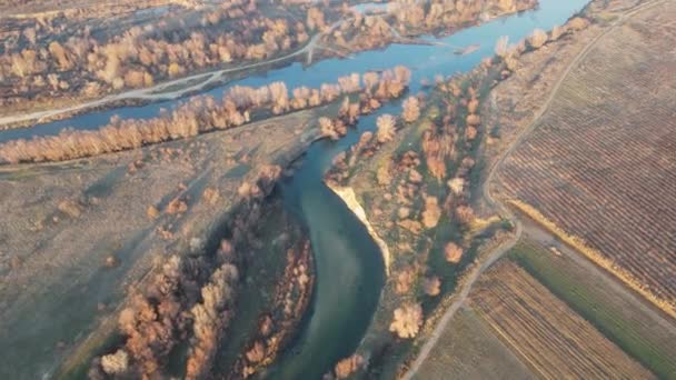 Vista Aérea Del Río Vacha Vertiendo Río Maritsa Cerca Ciudad — Vídeos de Stock