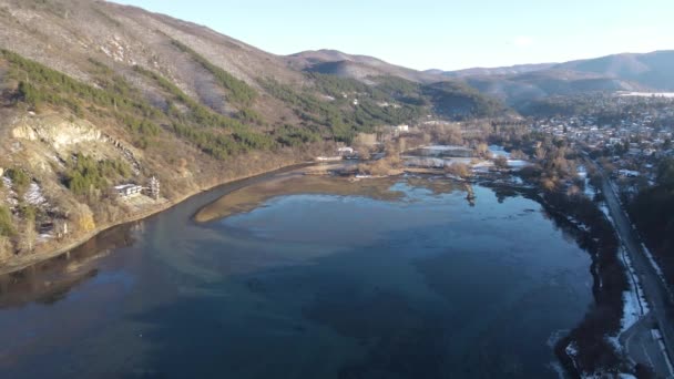Vue Aérienne Hiver Lac Pancharevo Région Sofia Bulgarie — Video