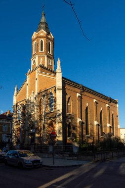 RUSE, BULGARIA - 2 Kasım 2020: Bulgaristan 'ın Ruse kentindeki Cross Katolik Kilisesi' nden St. Paul 's