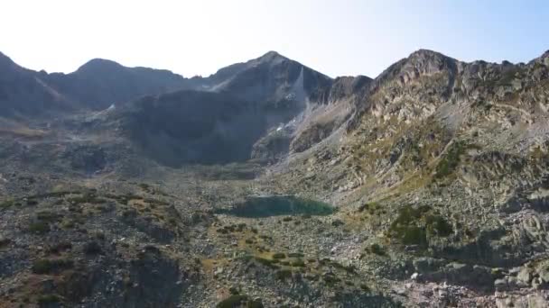 Widok Lotu Ptaka Jeziora Musalenski Musala Peak Góra Rila Bułgaria — Wideo stockowe