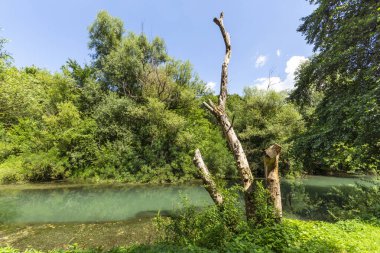 Bulgaristan 'ın Altın Panega Nehri boyunca Iskar Panega Geopark ile manzara