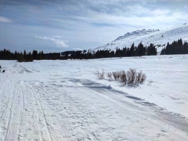 Bulgaristan 'ın Sofya Şehir Bölgesi' ndeki Vitosha Dağı 'nın muhteşem kış manzarası