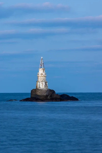 Vue Imprenable Sur Coucher Soleil Ville Phare Ahtopol Région Burgas — Photo