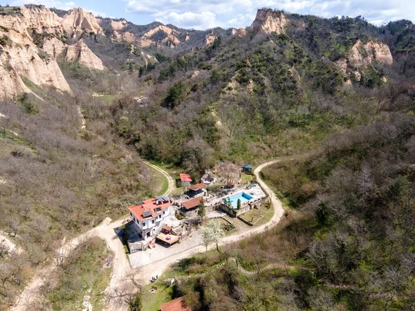 Vista Aérea Cidade Histórica Melnik Região Blagoevgrad Bulgária — Fotografia de Stock