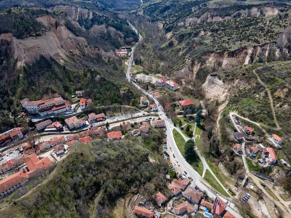 Vista Aérea Cidade Histórica Melnik Região Blagoevgrad Bulgária — Fotografia de Stock