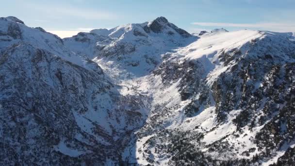 Vista Aérea Inverno Pico Malyovitsa Rila Mountain Bulgária — Vídeo de Stock