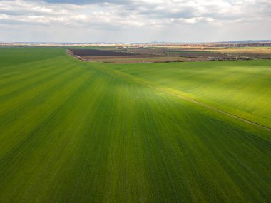 Bulgaristan 'ın Filibe Bölgesi Parvomay kasabası yakınlarındaki Yukarı Trakya Ovası' nın hava manzarası