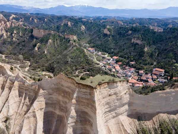 Vista Aérea Primavera Das Pirâmides Areia Melnik Região Blagoevgrad Bulgária — Fotografia de Stock