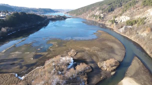 Flygfoto Vinter Utsikt Över Pancharevo Sjö Sofia Stadsregion Bulgarien — Stockvideo