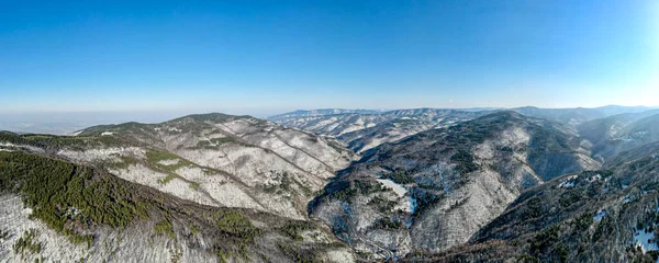 Panorama Aéreo Área Koprivkite Montanha Rhodopes Região Plovdiv Bulgária — Fotografia de Stock