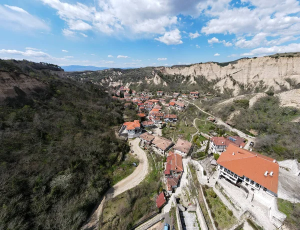 Légi Panoráma Történelmi Város Melnik Blagoevgrad Régió Bulgária — Stock Fotó