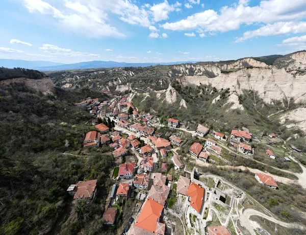 Panorama Aéreo Cidade Histórica Melnik Região Blagoevgrad Bulgária — Fotografia de Stock