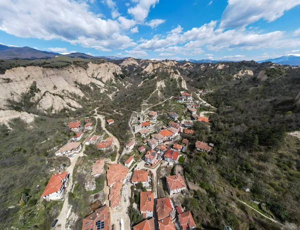 Légi Panoráma Történelmi Város Melnik Blagoevgrad Régió Bulgária — Stock Fotó