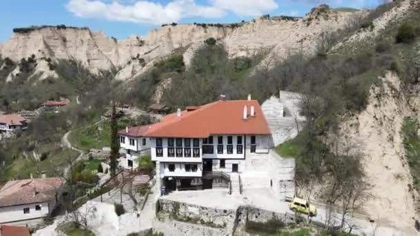 Flygfoto Över Historiska Staden Melnik Blagoevgrad Region Bulgarien — Stockvideo