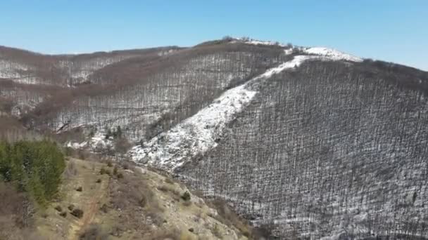 Vista Aérea Inverno Montanha Konyavska Perto Pico Viden Região Kyustendil — Vídeo de Stock