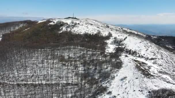 Vista Aérea Invierno Montaña Konyavska Cerca Del Pico Viden Región — Vídeos de Stock