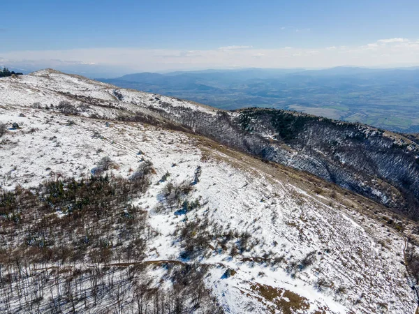 Zimowy Widok Góry Konyavska Pobliżu Szczytu Viden Region Kyustendil Bułgaria — Zdjęcie stockowe