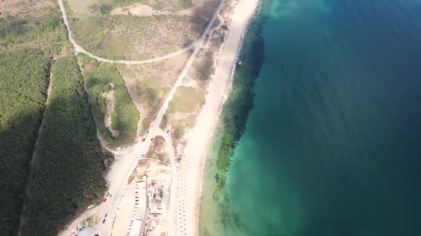 Повітряний Вид Пляж Біля Курорту Дюні Бургаська Область Болгарія — стокове відео