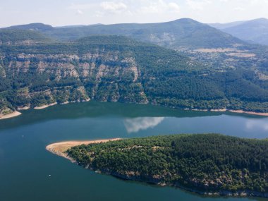 Aerial Summer view of Arda River meander and Kardzhali Reservoir, Bulgaria