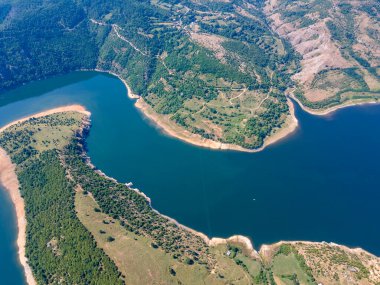 Aerial Summer view of Arda River meander and Kardzhali Reservoir, Bulgaria