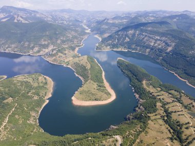 Aerial Summer view of Arda River meander and Kardzhali Reservoir, Bulgaria