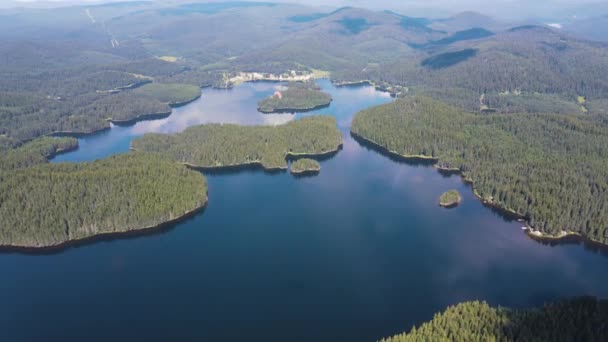 Vista Aérea Del Embalse Shiroka Polyana Prado Ancho Región Pazardzhik — Vídeos de Stock