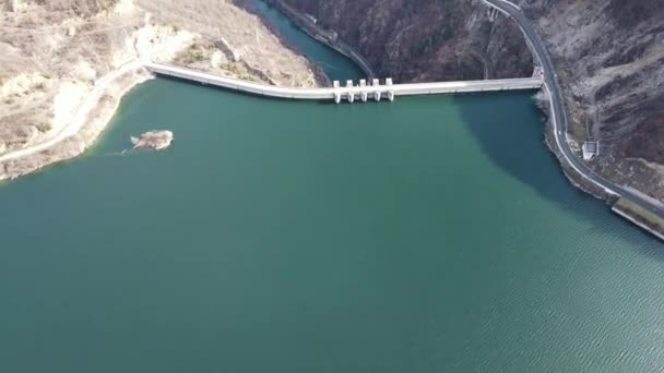 Veduta Aerea Della Diga Vacha Antonivanovtsi Reservoir Monti Rodopi Regione — Video Stock