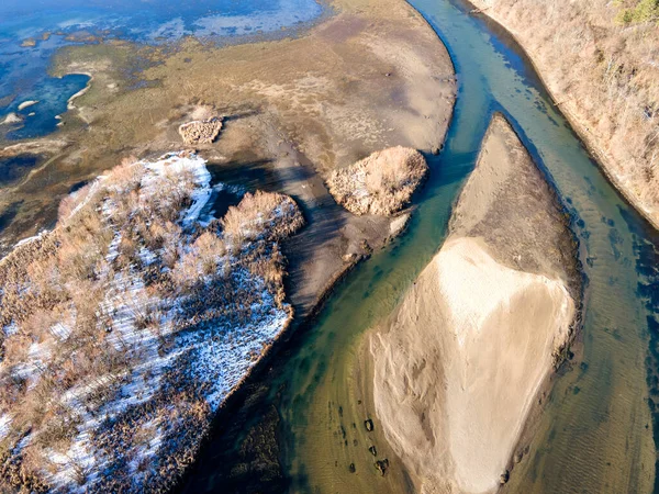 Letecký Zimní Pohled Jezero Pancharevo Sofijský Kraj Bulharsko — Stock fotografie