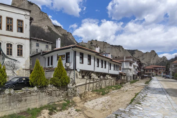 Melnik Bulgarije April 2021 Typische Straat Oude Huizen Het Historische — Stockfoto