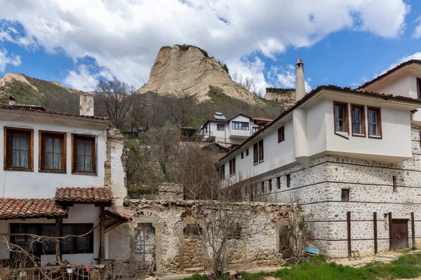 Melnik Bulgária Abril 2021 Rua Típica Casas Antigas Cidade Histórica — Fotografia de Stock