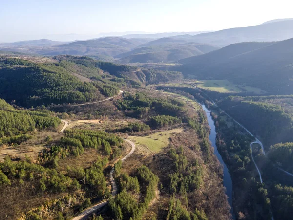 Вид Повітря Topolnitsa Reservoir Sredna Gora Mountain Болгарія — стокове фото